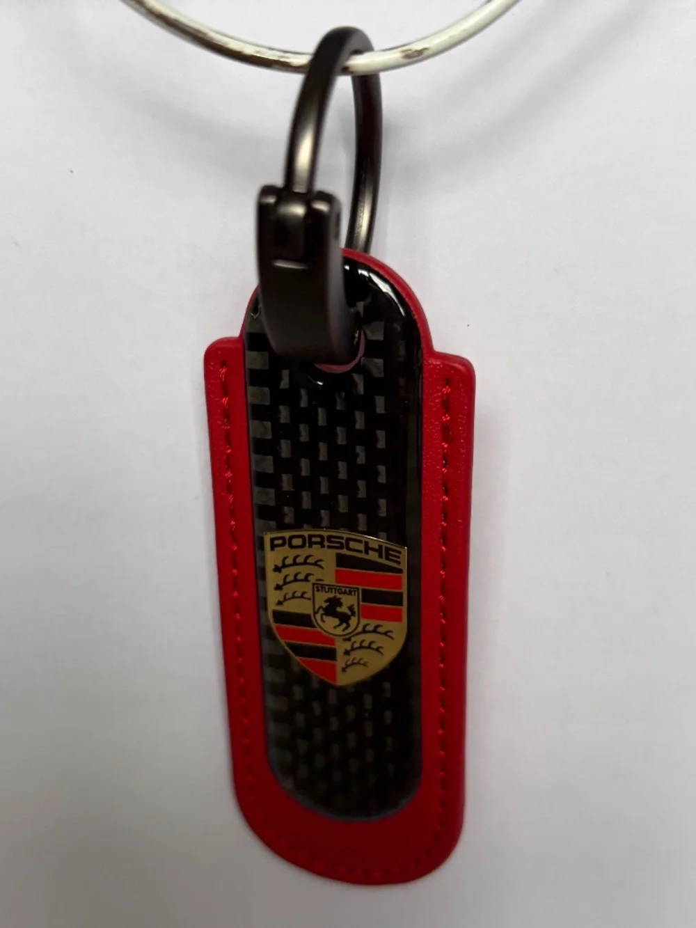 Carbon Fiber Key Ring Porsche red